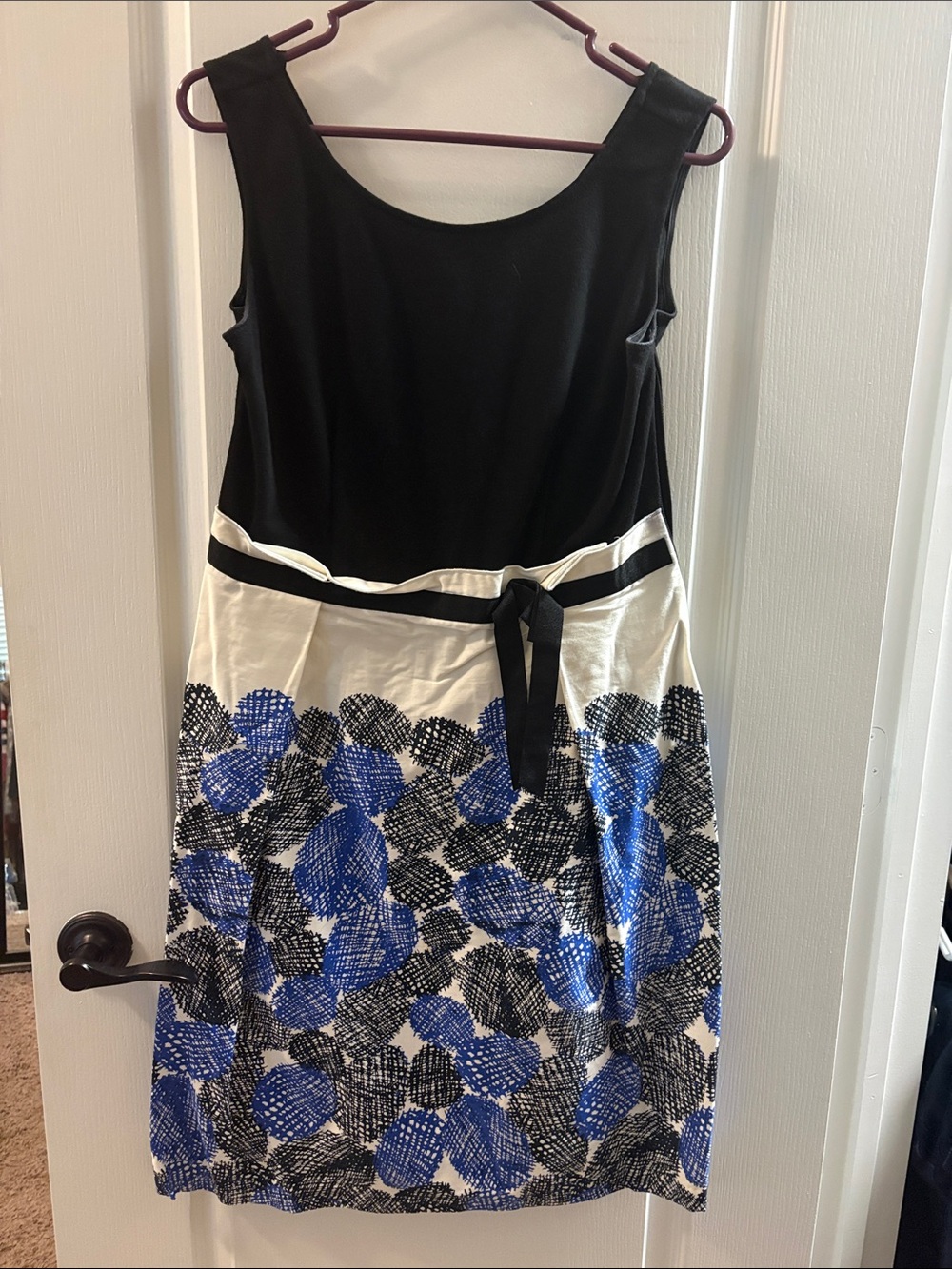 Dress Barn Black Top with Blue & Cream Floral Print Skirt